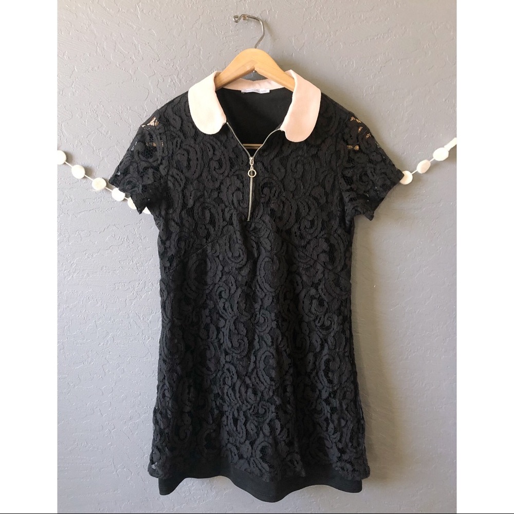 Zara Black Lace Peter Pan Collar Dress - Picture 1 of 5